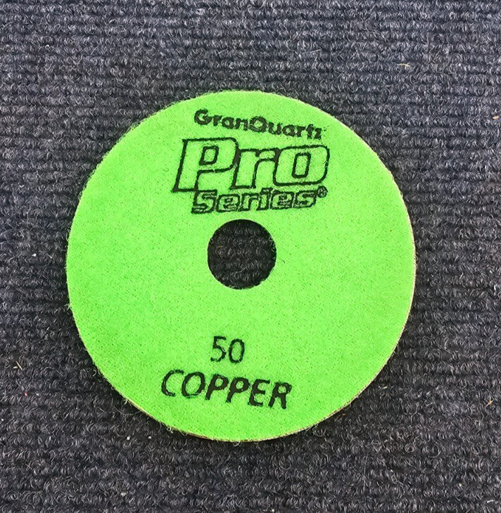 GRANQUARTZ Pro Series Copper Pad 4" 50 Grit For Stock Removal, Honing, Polishing