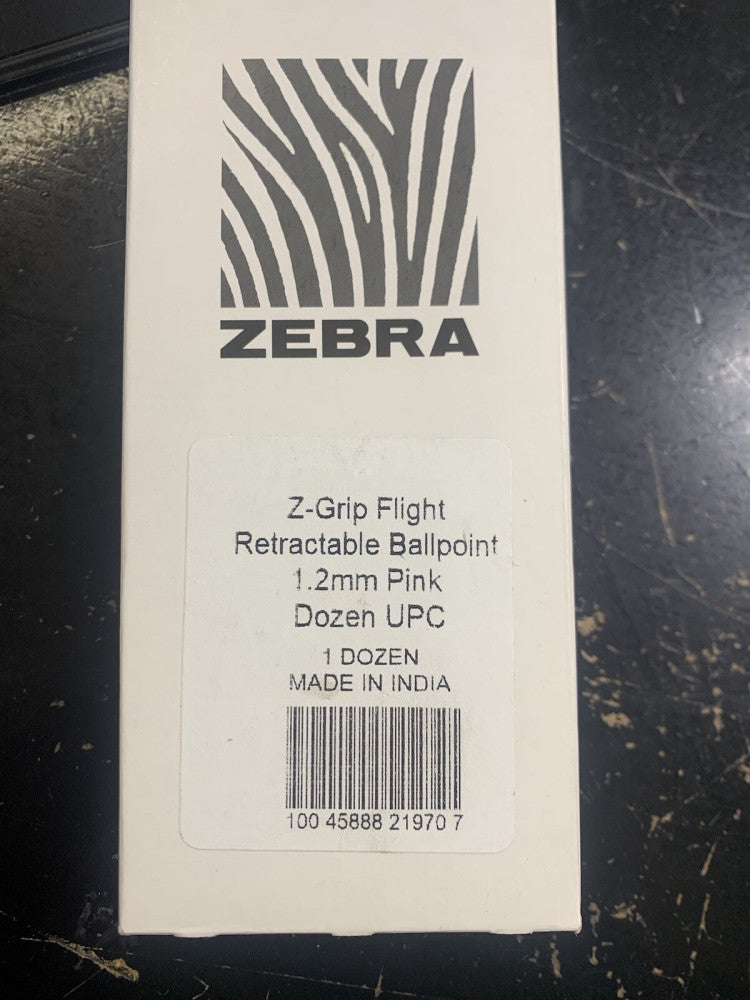 Zebra Classic Z-Grip Flight Retractable Ballpoint Pens - 1.2MM - PINK (12PK)