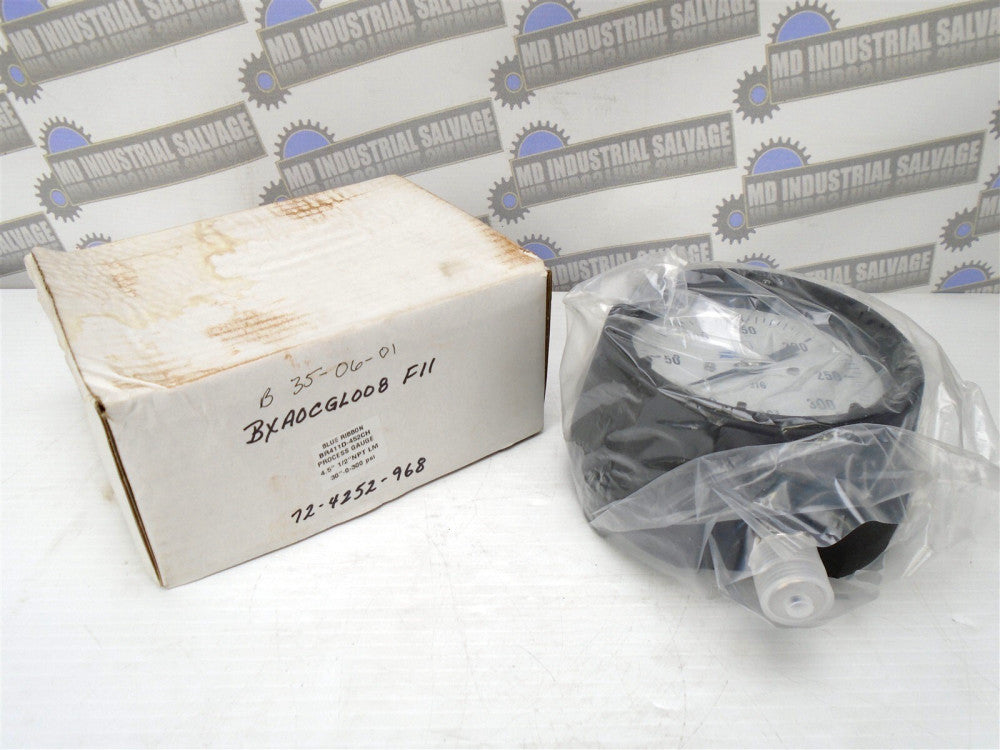 BLUE RIBBON - BR411D-452CH - SS Process Gauge 4.5" 1/2" NPT LM (-30 to 300psi)