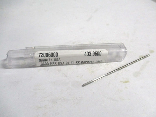 (72006000) 0.06" x 1/2" x 2-1/2" OAL 4-Flute Straight Shank HSS Chucking Reamer 