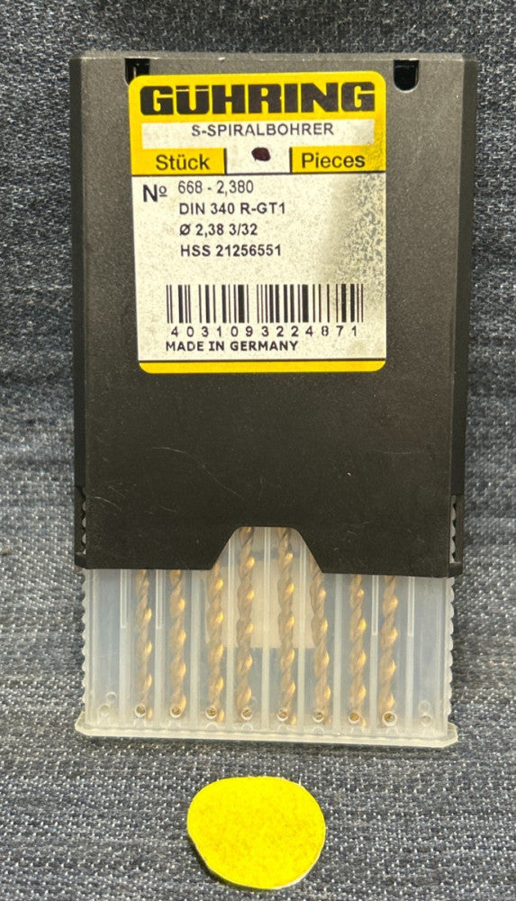 GUHRING TAPER LENGTH HSS DRILL BIT  668 - 2,380  LOT OF 8