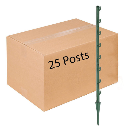 30 Inch Garden Fence Post for Temporary Fencing - 25 Pack Dark Green