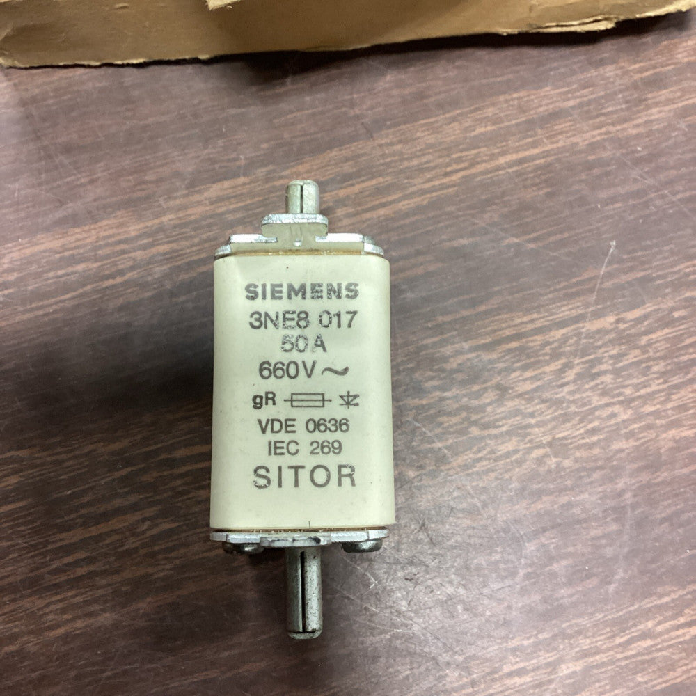 Siemens 3NE8 017 SITOR 50A 660V VDE 0636, 1 Box Of 5 Fuses