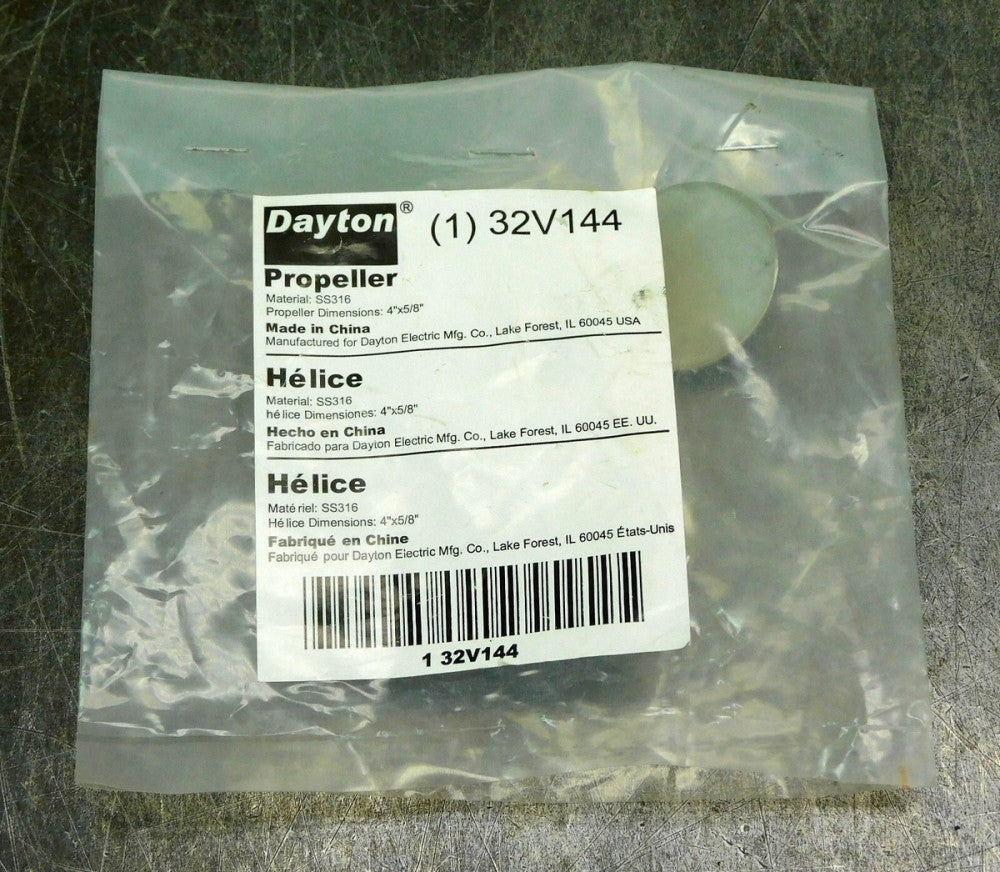 Dayton 32V144 Propeller 4" Diameter x Fits 5/8" 316 SS