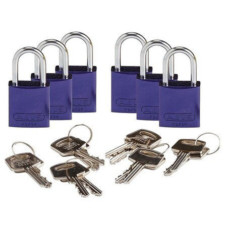 Brady 133268 Lockout Padlock, Kd, Purple, 1-7/16"H, Pk6