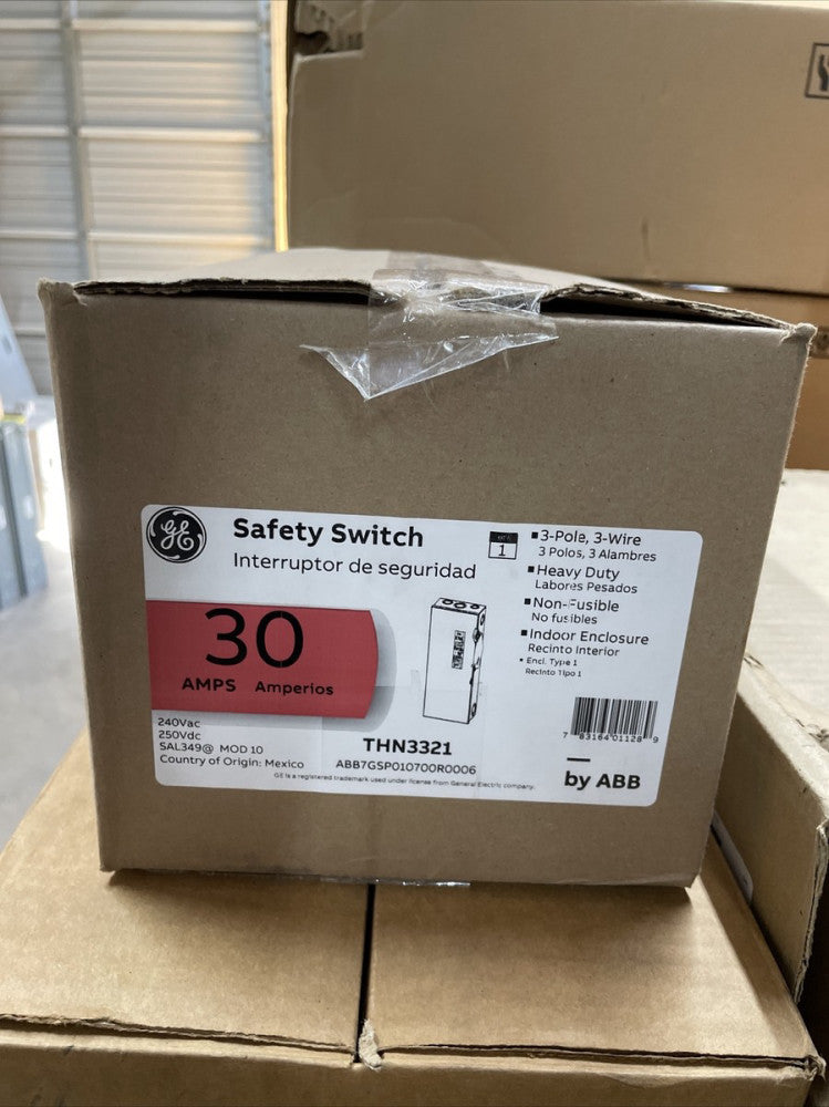 GE  Non-Fusible Safety Switch THN3321 30A 240V 3P 3W New Surplus indoor