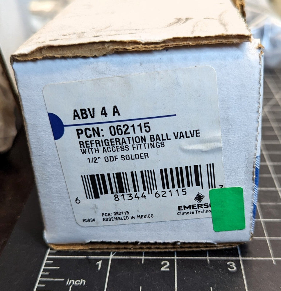 Emerson 062115 ABV 4 A 1/2" ODF Solder Refrigeration Ball Valve [A2BB]