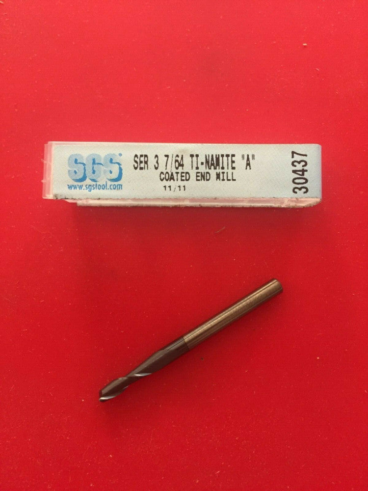 NEW SGS 30437 7/64" Solid Carbide End Mill 2 Flute Square AlTiN Coated