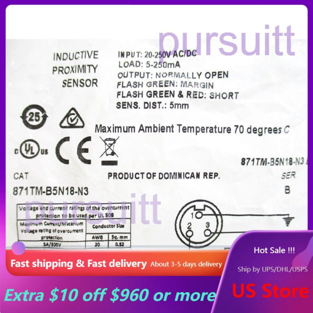 NEW 871TM-B5N18-N3 AB 18MM AC/DC NO SHIELDED 5MM MINI GENUINE 1PC US Free Tax