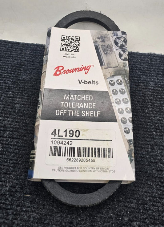 (QTY 6) BROWNING 4L190: V-BELTS MATCHED TOLERANCE OFF THE SHELF BLACK