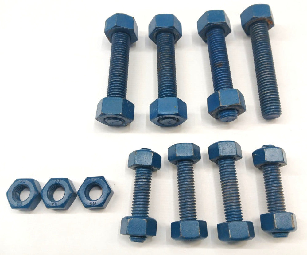 BLUE TEFLON COATED THREADED ROD W/ NUT ASSORTED LOT OF 8 GRADE B7 ALLOY STEEL
