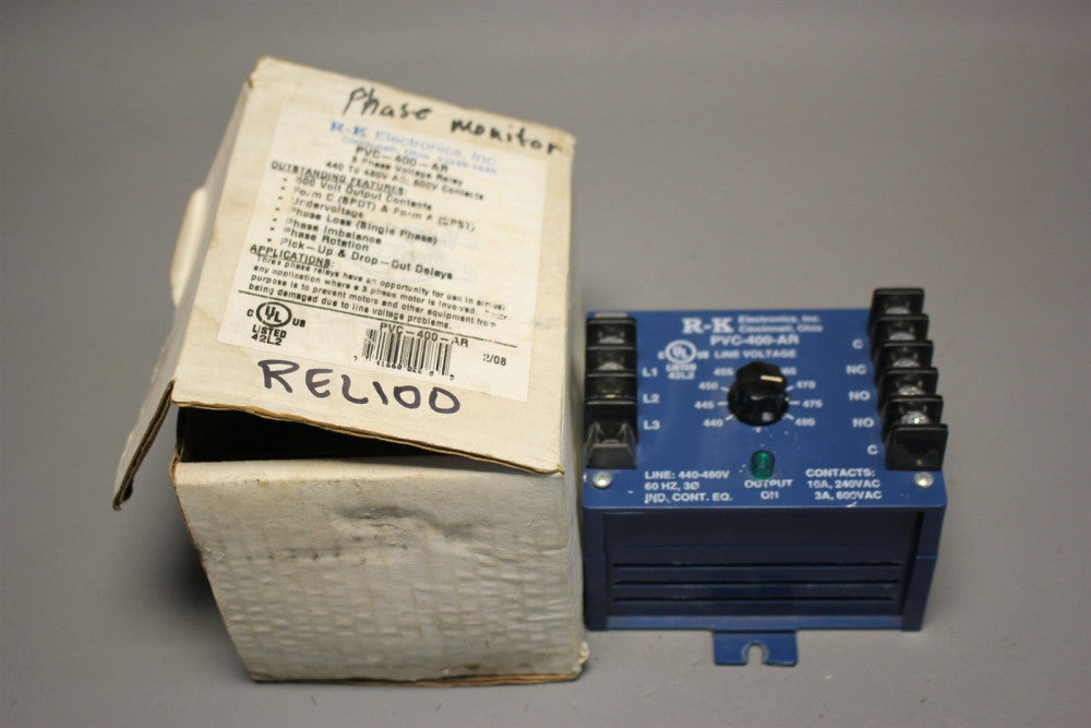 NEW R-K ELECTRONICS 3 PHASE VOLTAGE RELAY PVC-400-AR