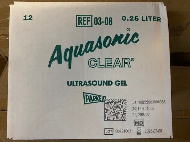 12 PACK - Parker Labs Aquasonic Clear Ultrasound Transmission Gel 8.5oz Bottles