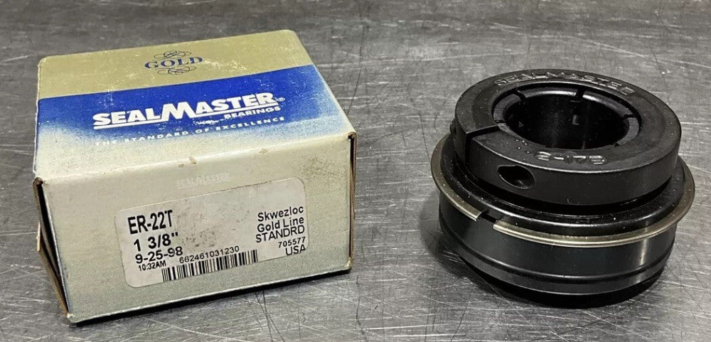 SealMaster Bearing Gold Line Standard 1 3/8" ER-22T SKWEZLOC, NOS Surplus