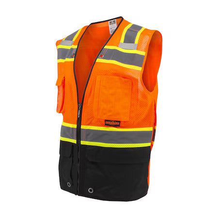 RADIANS SV51B-2ZOM-M Two-Tone Hi-Vis Safety Vest M Class 2 ,Zipper 8 Pockets, 2