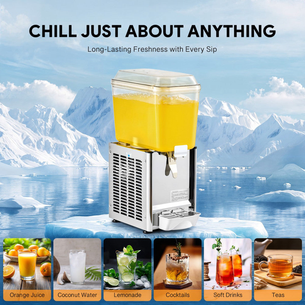18L Commercial Beverage Juice Dispenser 1 Tanks Cold Juice Ice Drink Dispenser