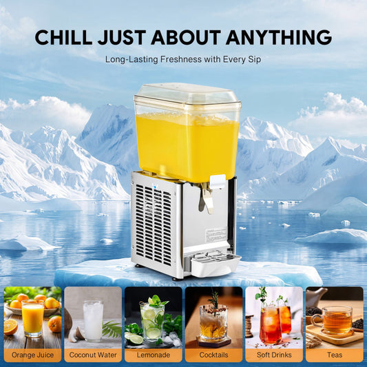 18L Commercial Beverage Juice Dispenser 1 Tanks Cold Juice Ice Drink Dispenser