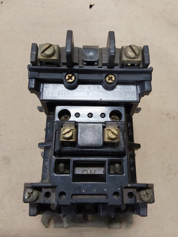 ALLEN BRADLEY 500-B0D92 SIZE 1 27A 600V CONTACTOR 120V COIL