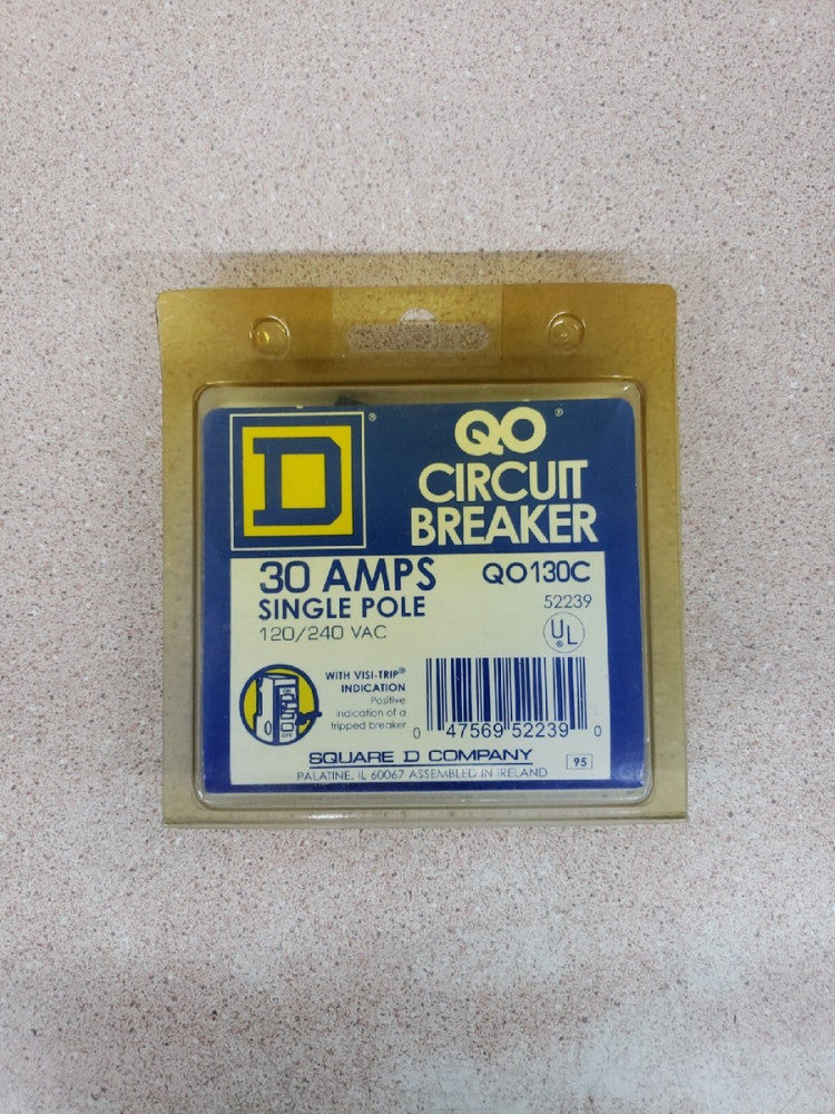 NEW SQUARE D QO130C QO130 CIRCUIT BREAKER 30 AMP 240V 1 POLE OLD STOCK