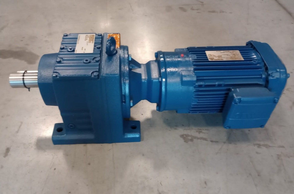 SEW Eurodrive R77-AM145-DRN90L4/DH x 65.77 Gear Motor 2hp 1767/27rpm Ratio 65.77