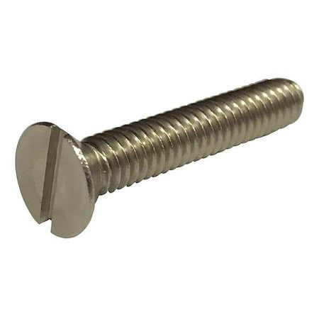 Zoro Select 2Au91 #10-32 X 1 In Slotted Flat Machine Screw, Plain 18-8