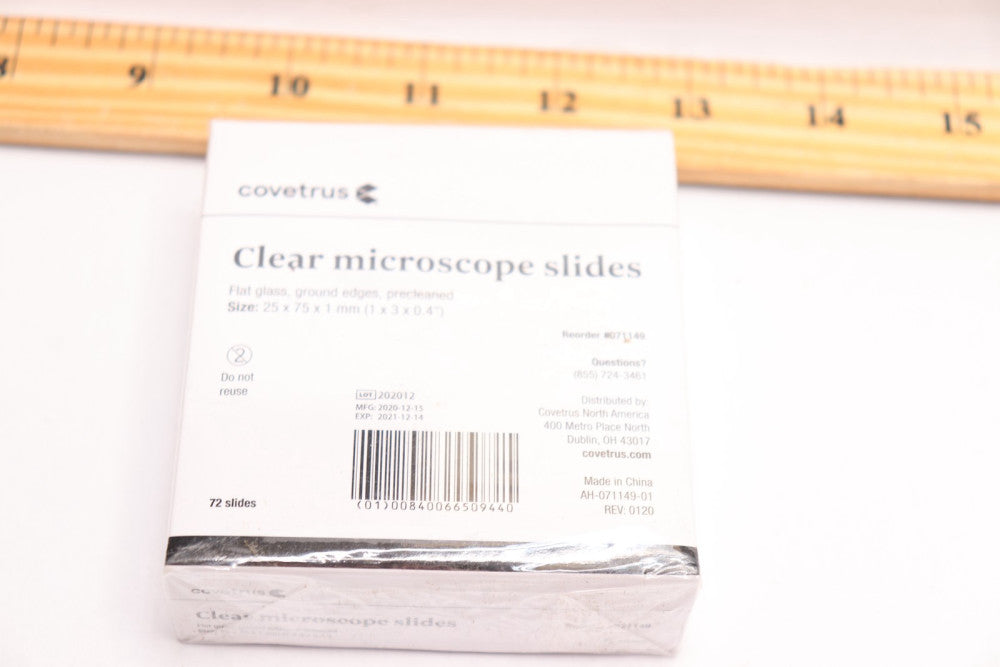 (72-Pk) Covetrus Microscope Slides Clear 25 x 75 x 1mm 071149