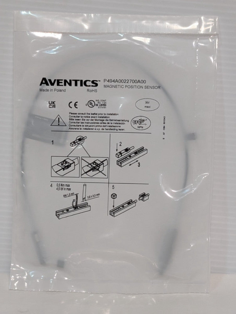 Aventics P494A0022700A00 Magnetic Position Sensor, 30V MAX, New Old Stock