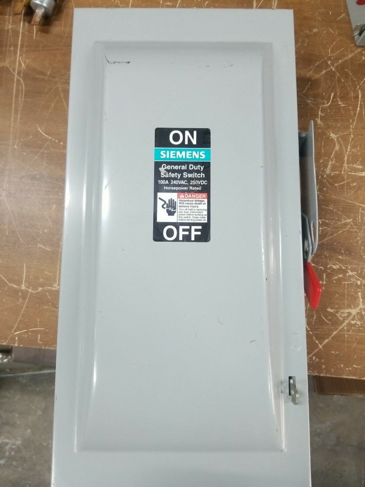 NNB SIEMENS GF223N fusible Indoor Safety Switch 100A 240V 2 Pole 3 Wire 