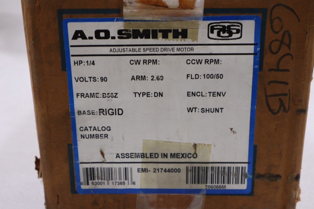 NEW A.O. Smith 21744000 Model NPL-884-276 Variable Speed Dc Motor STOCK H710
