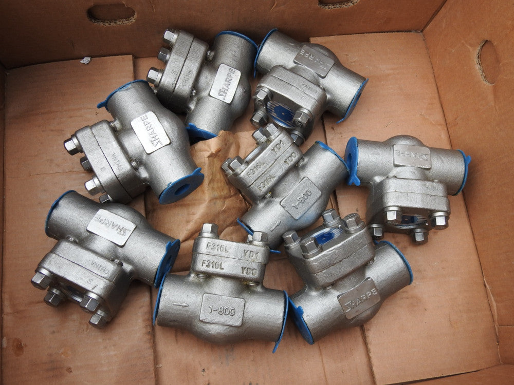 Lot of 8 - Sharpe F316L 1" NACE MR-01-075 Piston Check Valves - NEW!