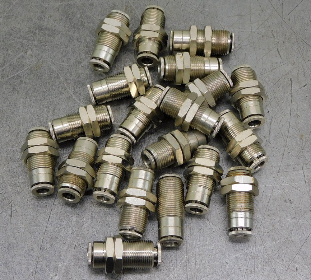 Stainless Steel SS Push Connect Bulkhead Union Fitting 1/4" Lot of Twenty (20)