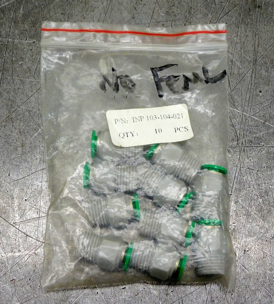 Numatics INP 103-104-021 Straight Push-In Fitting 1/4" NPT x DIA Lot of Ten (10)