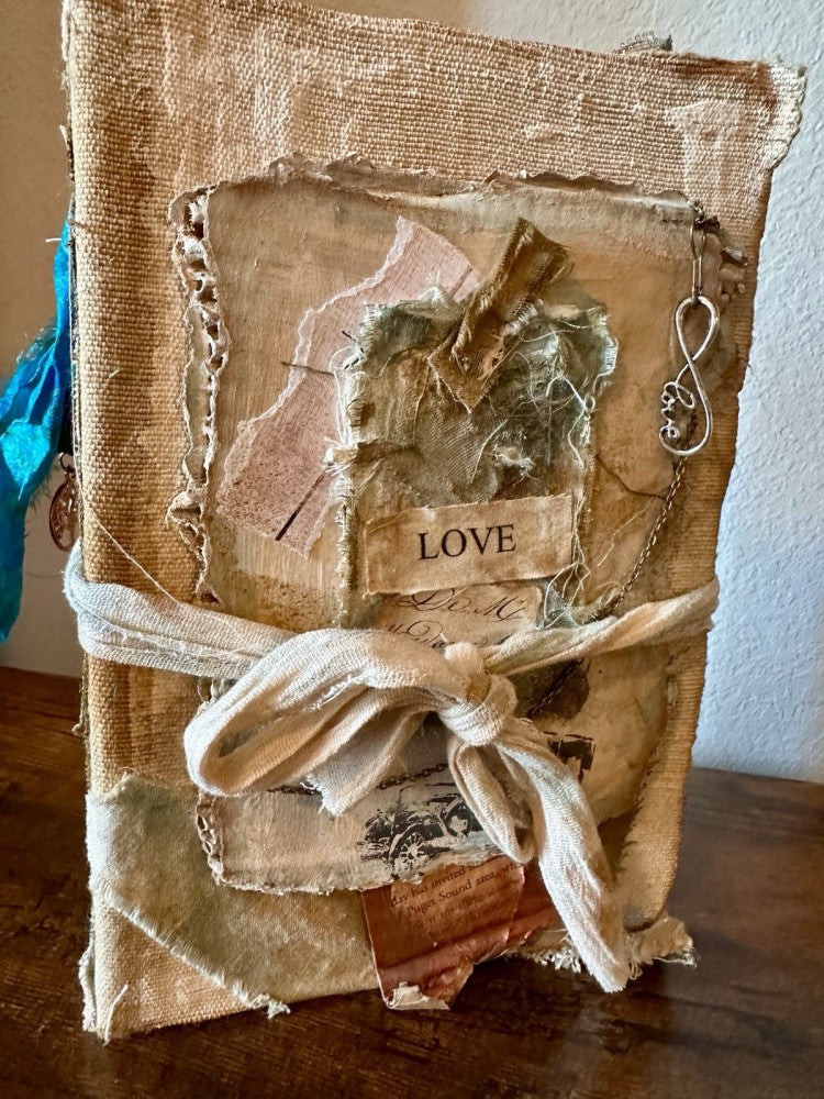 Junk Journal Handmade W/  pockets Beads Envelopes Cards Pics Blank Pgs, 50+- Pgs