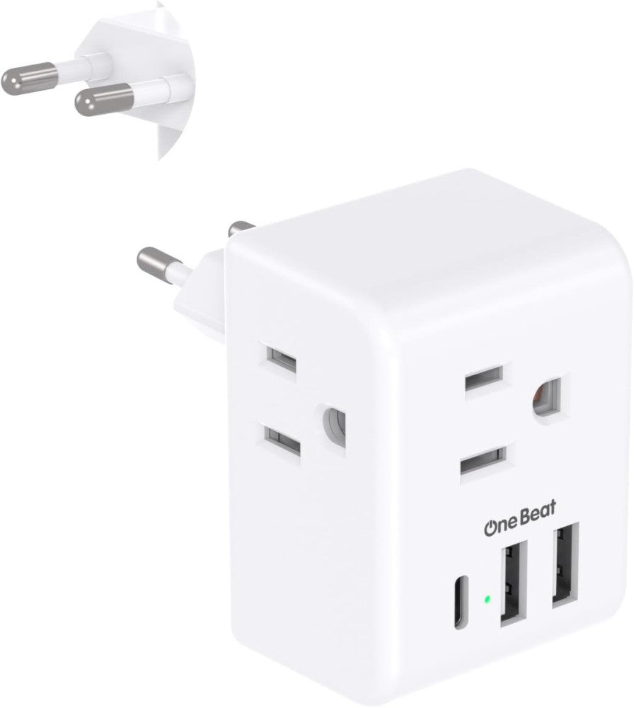 1 Pack European Travel Plug Adapter, Italy Spain Power Adapter White 