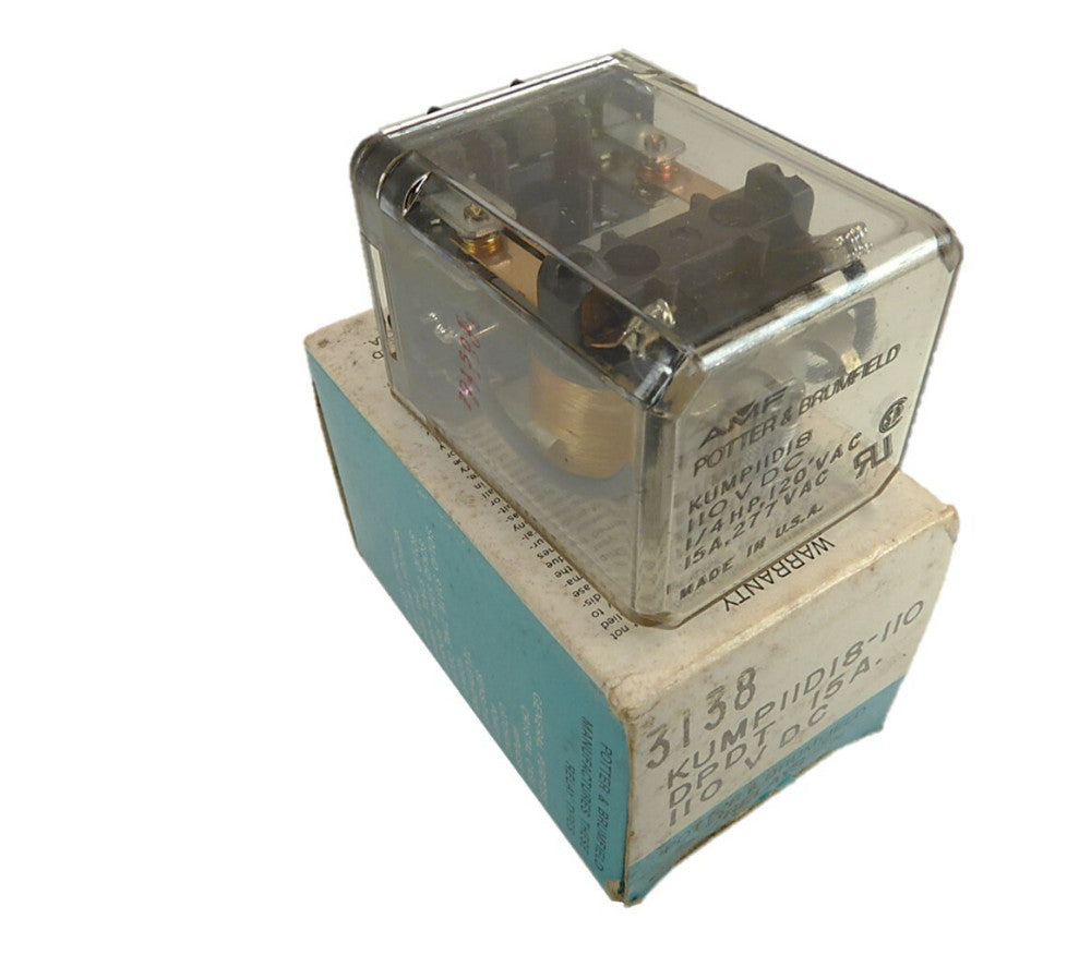 Potter and Brumfield  KUMP11D18-110  3138 DPDT 15A 110V DC RELAY  NEW IN BOX