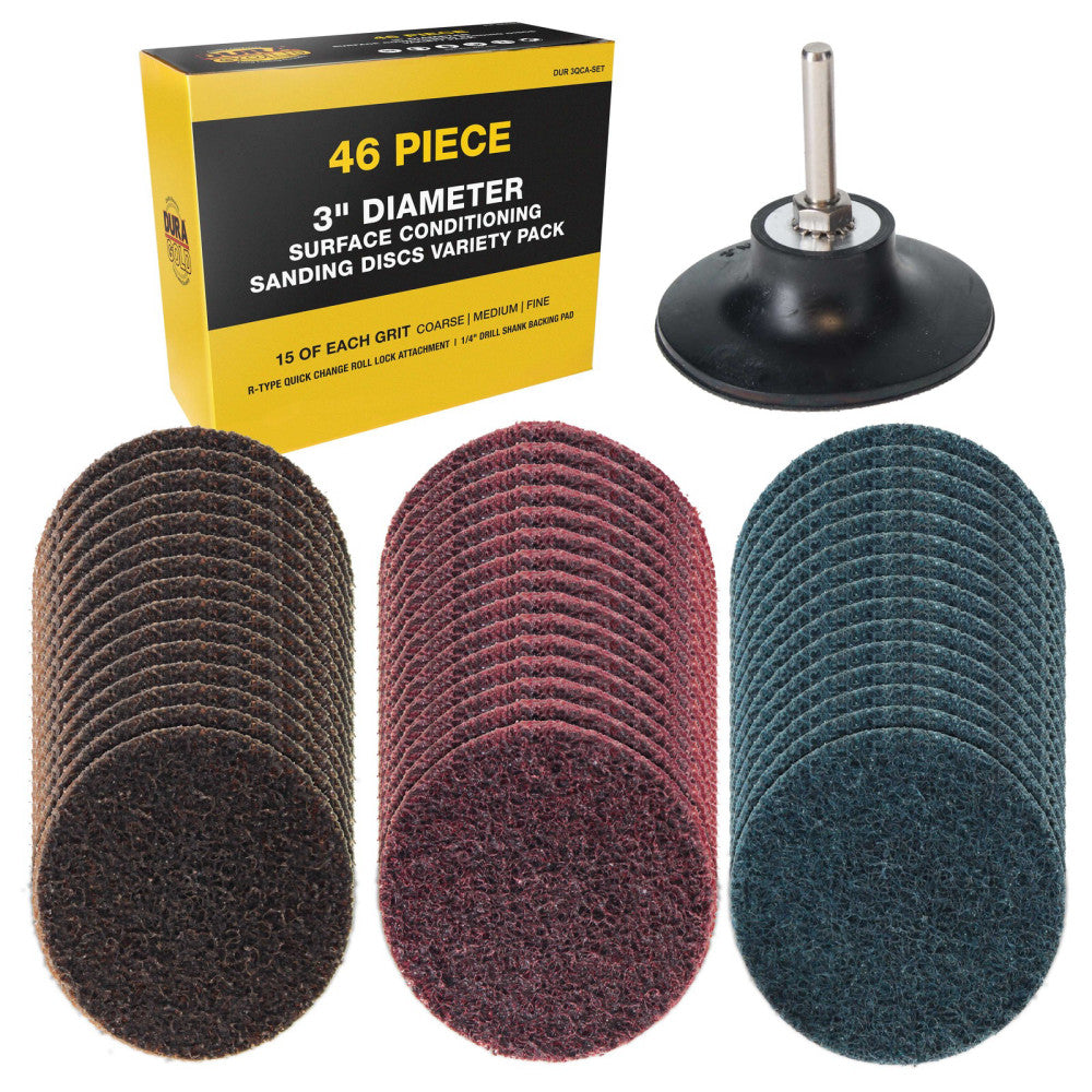 Dura-Gold 46 pc 3" Diameter Surface Conditioning Sanding Discs Variety Pack, Pad
