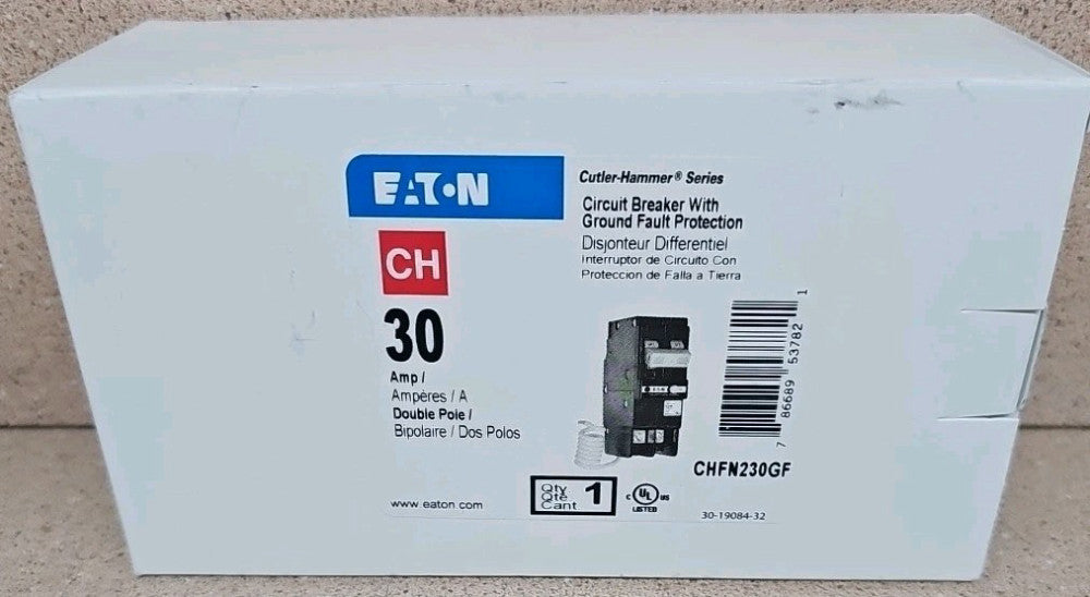 Eaton CH CHFN230GF 30A 2P 120/240V GFCI Pigtail Neutral Circuit Breaker