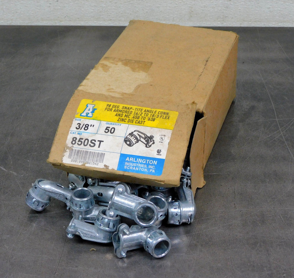 Arlington 850ST 3/8" Zinc Snap-Tite  90° Connector Lot of Thirty (30)