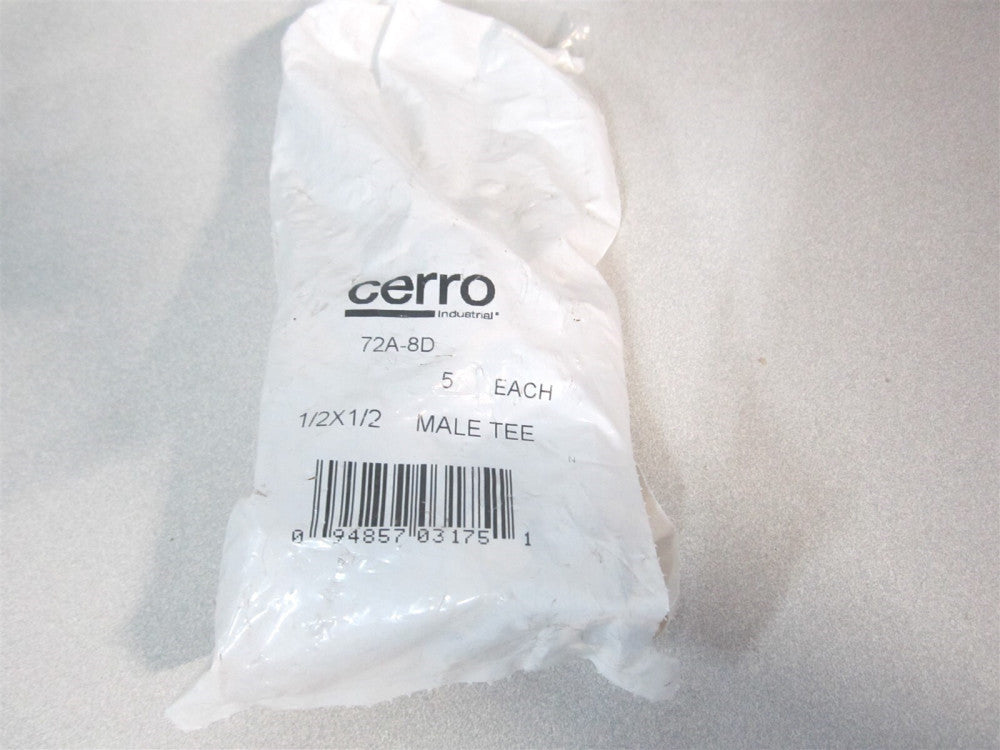 Cerrobrass (72-A-8D) 11/16-20 Brass Compression Tube Male Branch Tee - Pack of 5