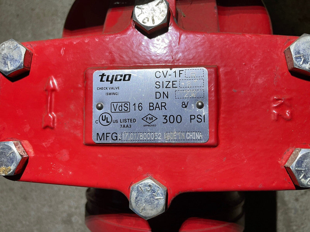 NEW GENUINE Tyco Swing Check Valve 8” CV-1F 300 Psi, DN 200 **FREE SHIPPING**