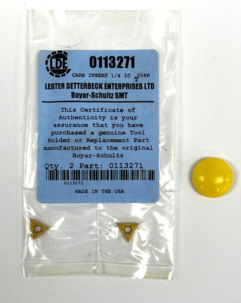 LED 0113271 CARB INSERT 1/4 IC .008R LOT OF 2