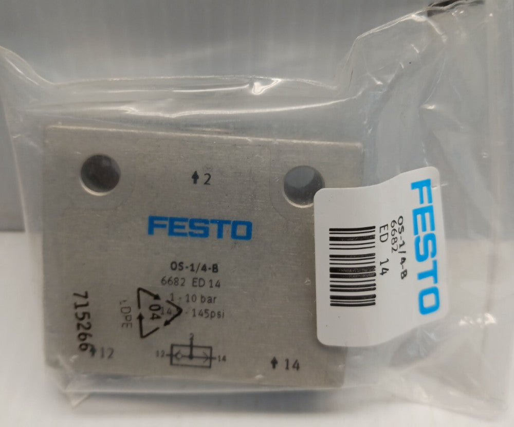 NEW FESTO 1/4" PNEUMATIC VALVE OS-1/4-B
