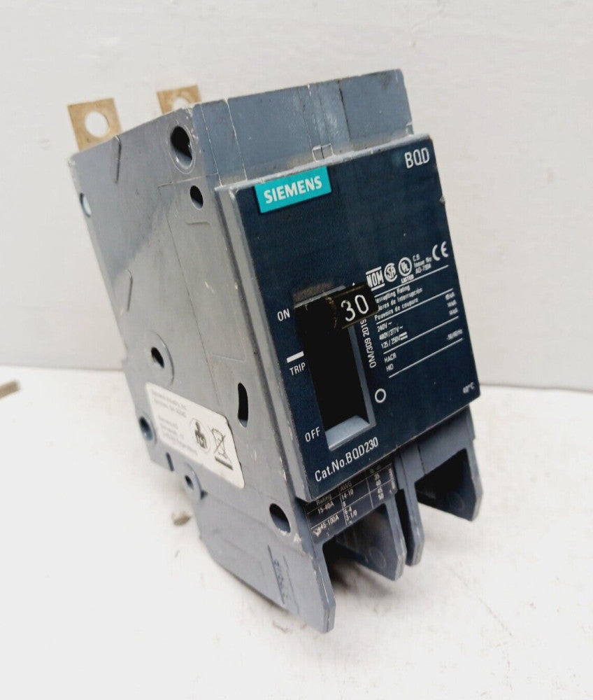SIEMENS 30 AMP BOLT-ON CIRCUIT BREAKER 2 POLE 480Y/277 VAC / 250 VDC  BQD230