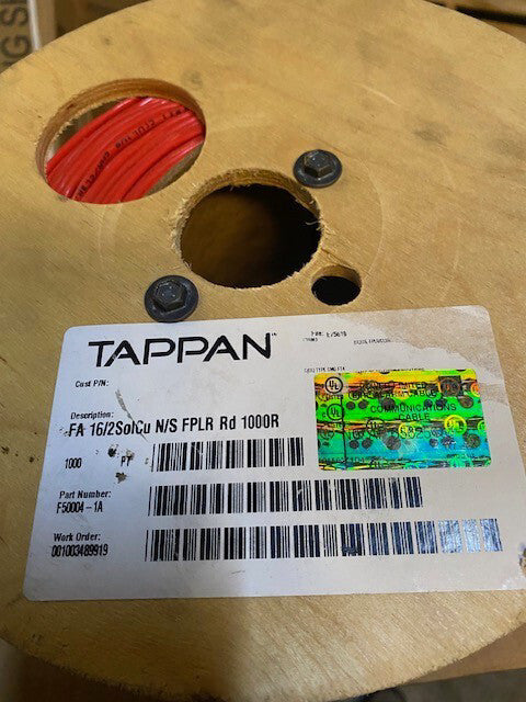 SOUTHWIRE TAPPAN, F50004-1A, RED 16/2 , 1000 FT WIRE, FIRE ALARM (NEW)