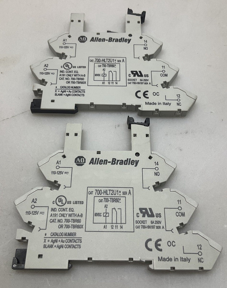 2 Pack Allen Bradley 700-HLT2U1 Terminal Block Relay 110-125v AC/DC Series A