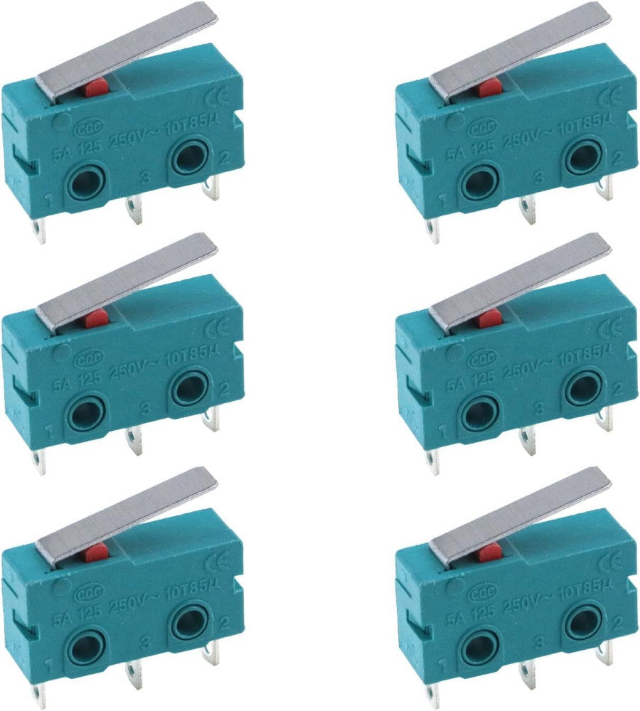 Antrader 6PCS KW4-3Z-3 Micro Switch KW4 Limit 3pin 5A KW4-3Z-3, Green 