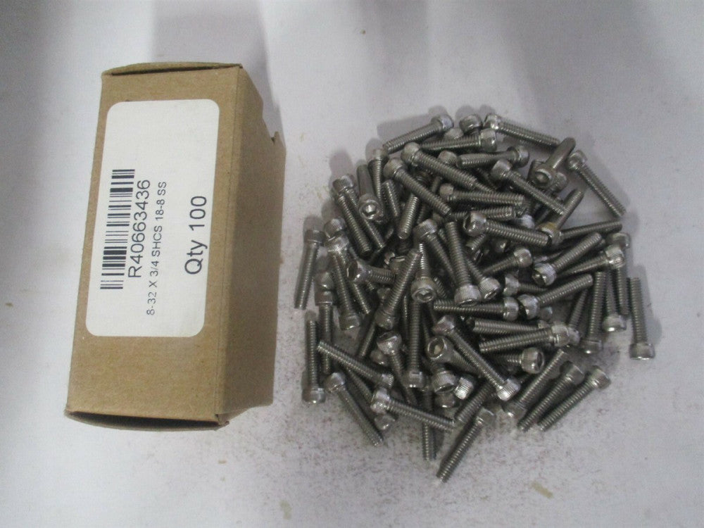 (R40663436) #8-32 UNC 18-8 Stainless Steel Hex Socket Cap Screw - Pack of 100