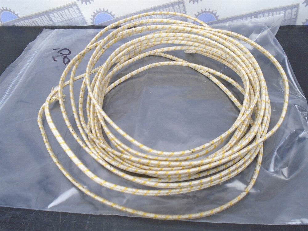 Vintage (20ft Section) WHITE w/ GOLD MARK , CLOTH COVERED WIRE, 2/16Ga. Solid