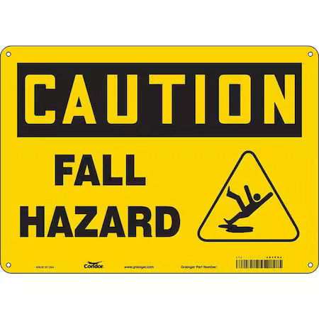Condor 485P94 Safety Sign, 10 In Height, 14 In Width, Aluminum, Horizontal