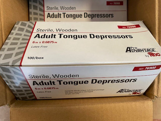 (100 Pack) Pro Advantage Adult Tongue Depressors, Sterile, 6" Wooden Shaft 76900